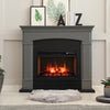 26-inch infrared electric fireplace insert in black with adjustable flame effect, remote control, and stylish mantel.