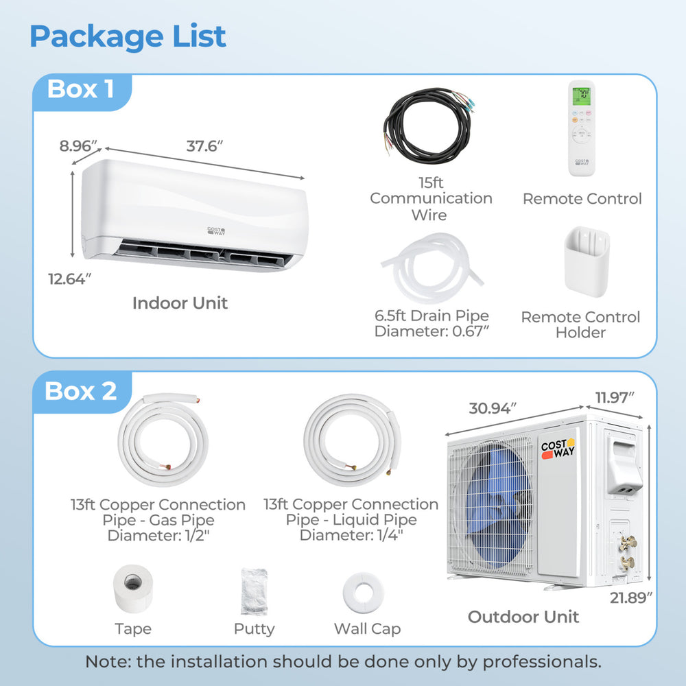 Indoor unit of the 18000 BTU Mini Split Air Conditioner with remote control, designed for efficient heating and cooling.