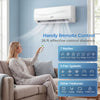 Mini split air conditioner with heat pump, 18000 BTU, featuring remote control and 4 in 1 design for year-round comfort.