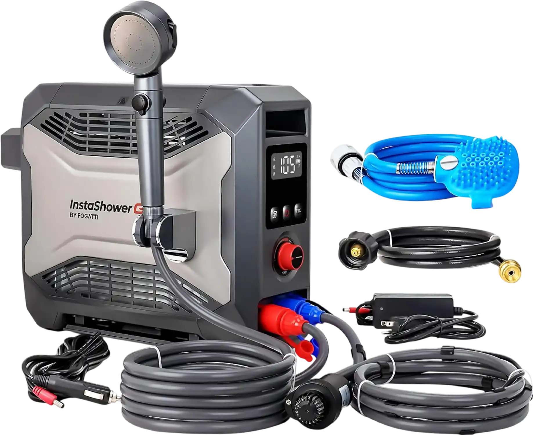 Fogatti InstaShower Go Pro Portable Water Heater with Water Pump 22,000 BTU Propane New
