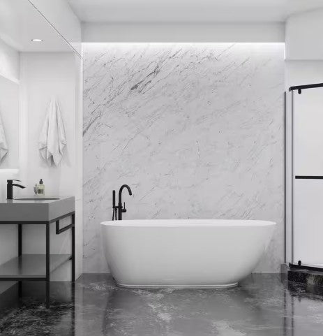 Anzzi FT-AZ401-59 Ami Soaking Bathtub 59" x 30" Freestanding Flat Bottom with Center Drain New