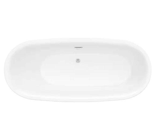 Anzzi FT-AZ401-59 Ami Soaking Bathtub 59" x 30" Freestanding Flat Bottom with Center Drain New