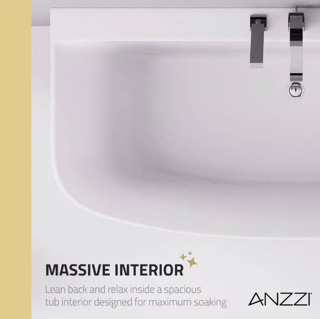 Anzzi FT-FR112473CH Bank Soaking Bathtub 65" x 31" Freestanding with Flat Bottom and Center Drain New