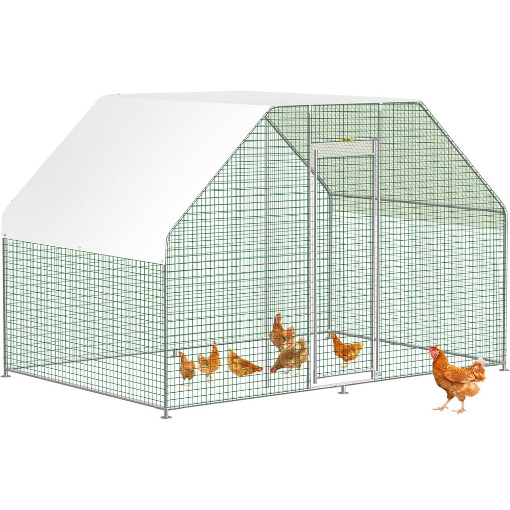 Vevor Large Metal Chicken Coop Walk in Waterproof Cover Flat-Top Run New