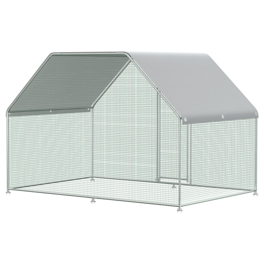 Vevor Large Metal Chicken Coop Walk in Waterproof Cover Flat-Top Run New