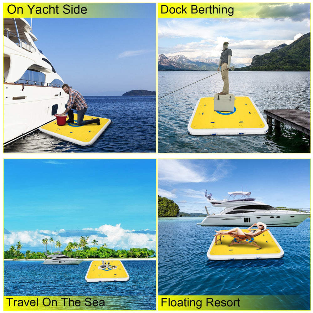 Vevor Inflatable Floating Dock 7' x 7' Platform 6" Thick 4-6 People New
