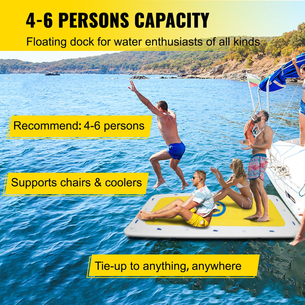 Vevor Inflatable Floating Dock 7' x 7' Platform 6" Thick 4-6 People New