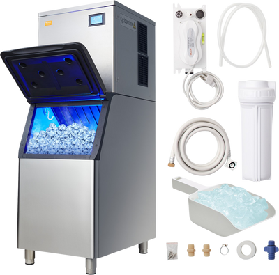 Vevor Commercial Ice Maker 400 Lbs/24 Hrs 330.7 Lbs Storage 800W Auto Self-Cleaning LED Panel New