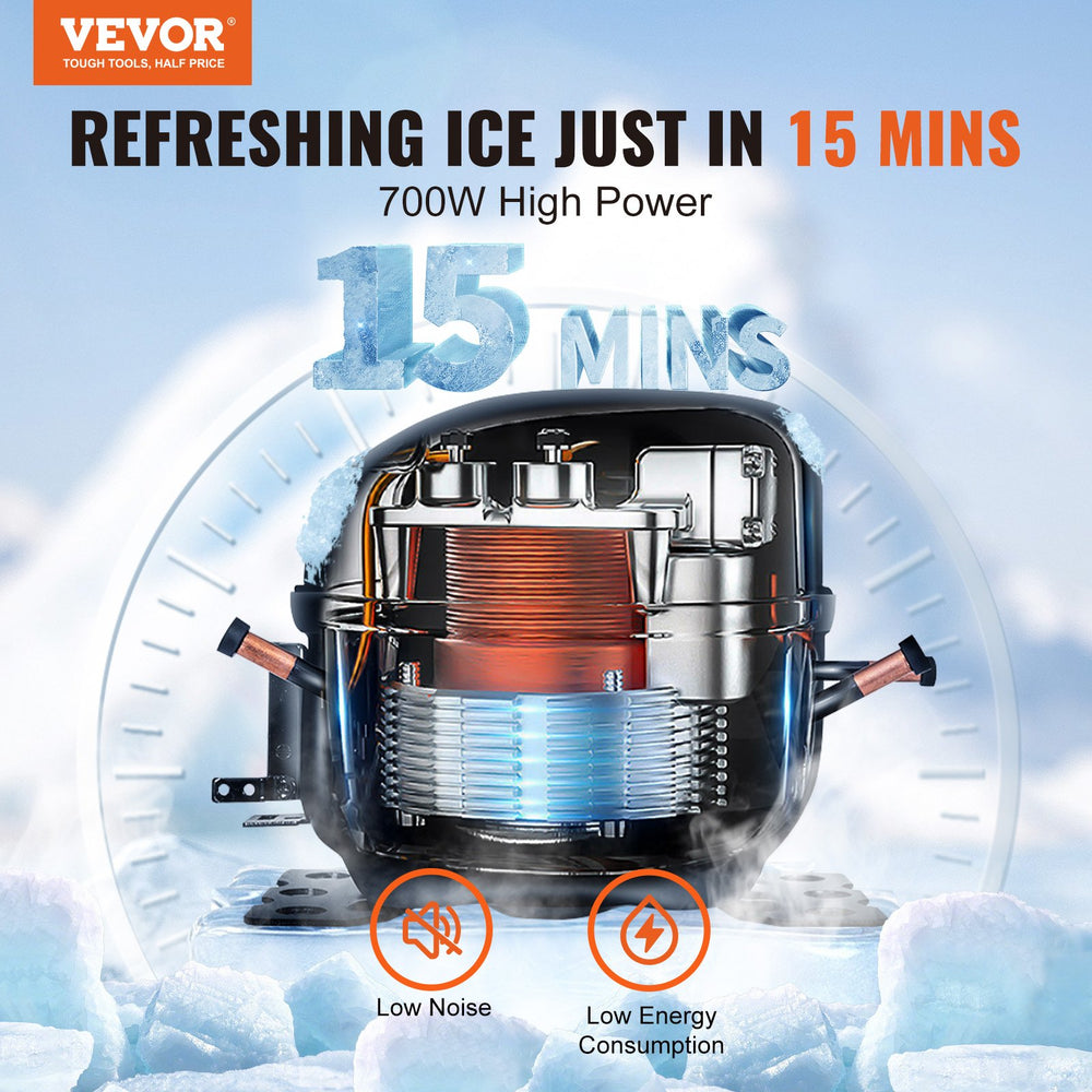 Vevor Commercial Ice Maker 330.7 lbs Storage 700W Auto Self Cleaning New