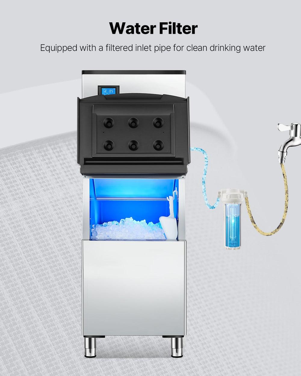 Vevor Commercial Ice Storage Bin 250 Lbs Capacity 201 Stainless Steel with Drainage New