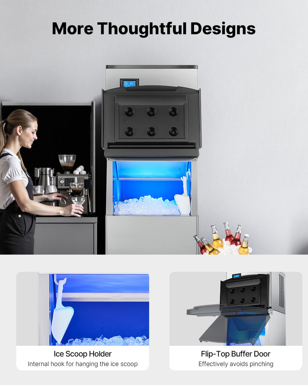 Vevor Commercial Ice Storage Bin 250 Lbs Capacity 201 Stainless Steel with Drainage New