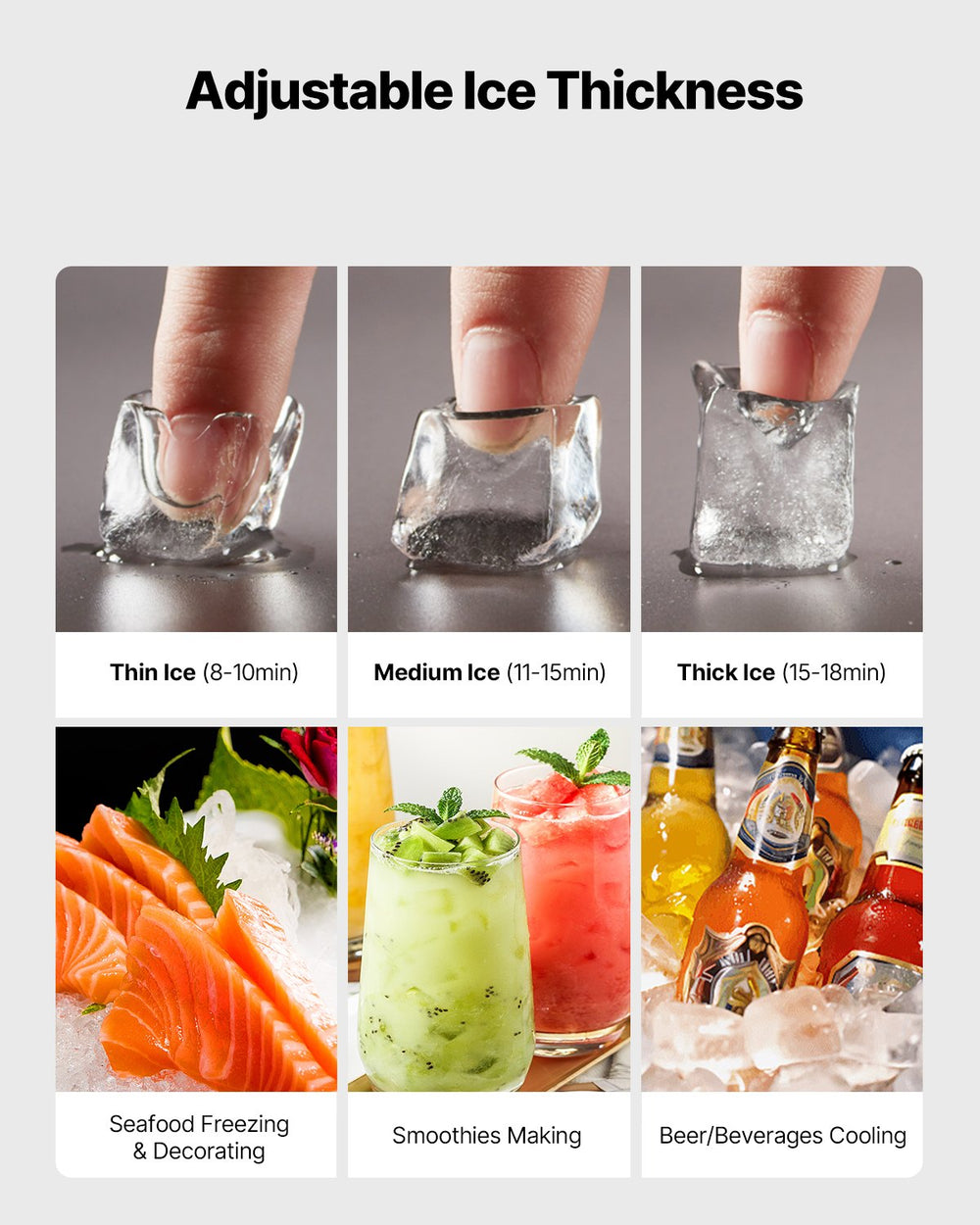 Vevor Commercial Ice Maker Head Unit Only 500 Lbs/Day Self-Cleaning Adjustable Ice Thickness New