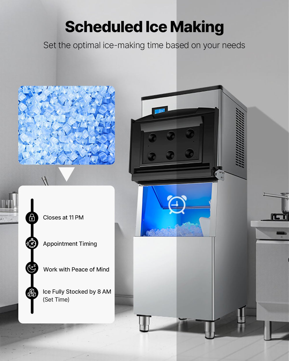 Vevor Commercial Ice Maker Head Unit Only 500 Lbs/Day Self-Cleaning Adjustable Ice Thickness New
