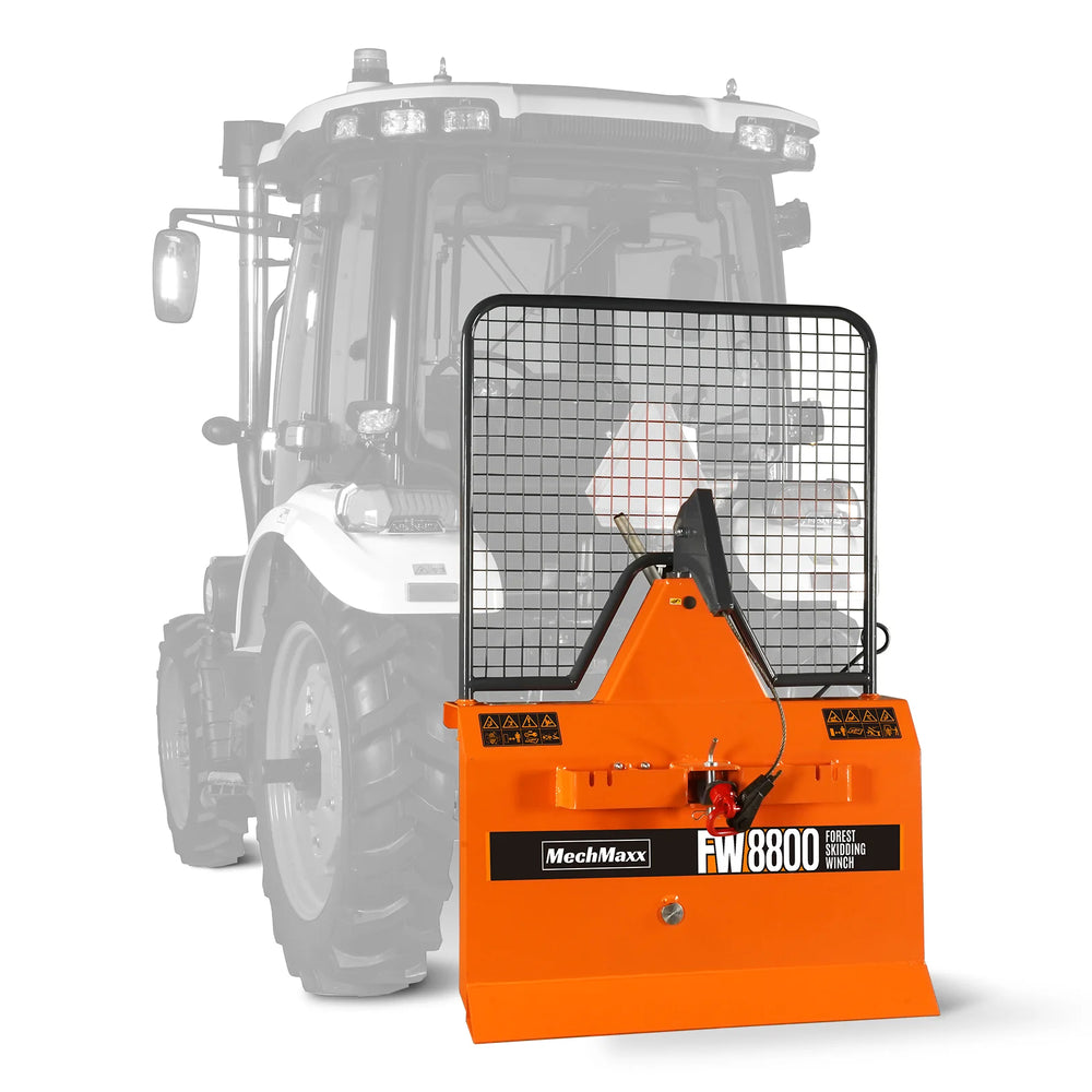 8800lbs 3-Point Hitch Forestry Log Skidding Winch,  200ft Cable Length,  25-60 HP Tractor,  Category 1 Hookup,  FW8800