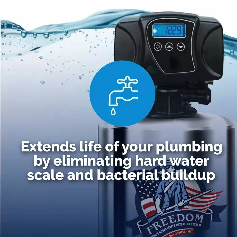 Extends life of plumbing by eliminating hard water scale and bacterial buildup