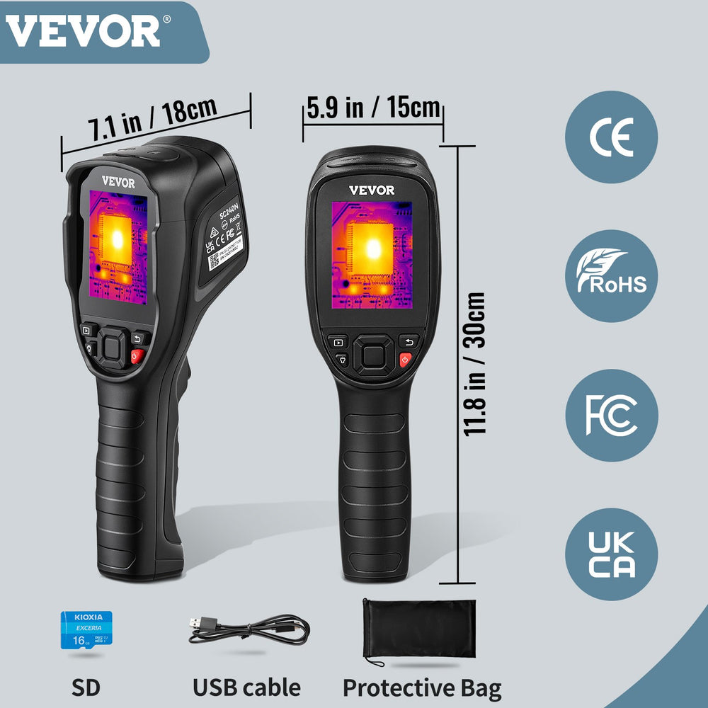 Vevor Thermal Imaging Camera 240 x 180 IR Resolution 43200 Pixels 20 Hz Refresh Rate 16 GB SD Card New