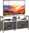 Fabric chest of drawers in white with 2 fabric drawers and 2 open shelves, ideal for living room or bedroom storage.
