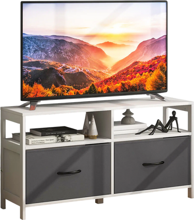 Costway Fabric Chest of Drawers 2 Drawers 2 Open Shelves White 23948167 New