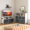 Fabric chest of drawers in white with 2 drawers and 2 open shelves, ideal for living room or bedroom storage.
