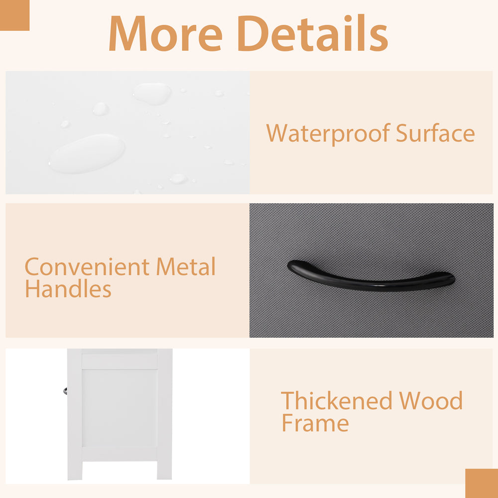 Waterproof surface detail of the white fabric chest of drawers with 2 drawers and 2 open shelves for versatile storage.