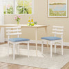 White kitchen side chairs with padded seats and rubber wood frames, ideal for dining rooms or study areas.