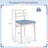 White kitchen side chair with rubber wood frame, padded polyester seat, and ergonomic ladder backrest for comfort.
