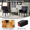 Black fabric upholstered executive guest armchair with rubber wood legs and anti-slip foot pads for stylish comfort.