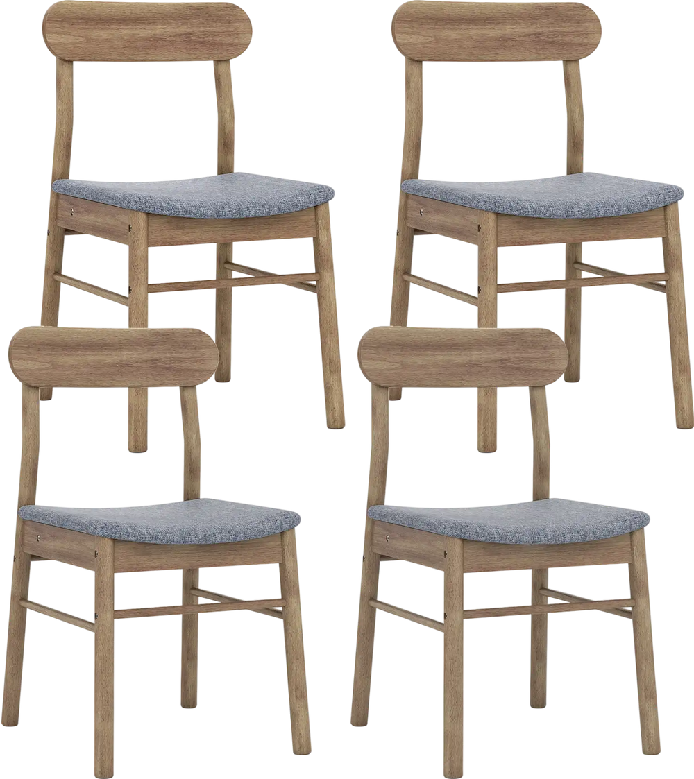 Set of 4 armless dining chairs with rubber wood frame and soft polyester upholstery, ideal for dining rooms or studies.