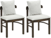 Set of 2 gray fabric upholstered dining chairs with removable pillows and solid rubber wood legs for lasting comfort.