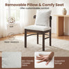 Gray fabric upholstered dining chair with removable pillow, supportive sponge seat, and solid rubber wood legs for.