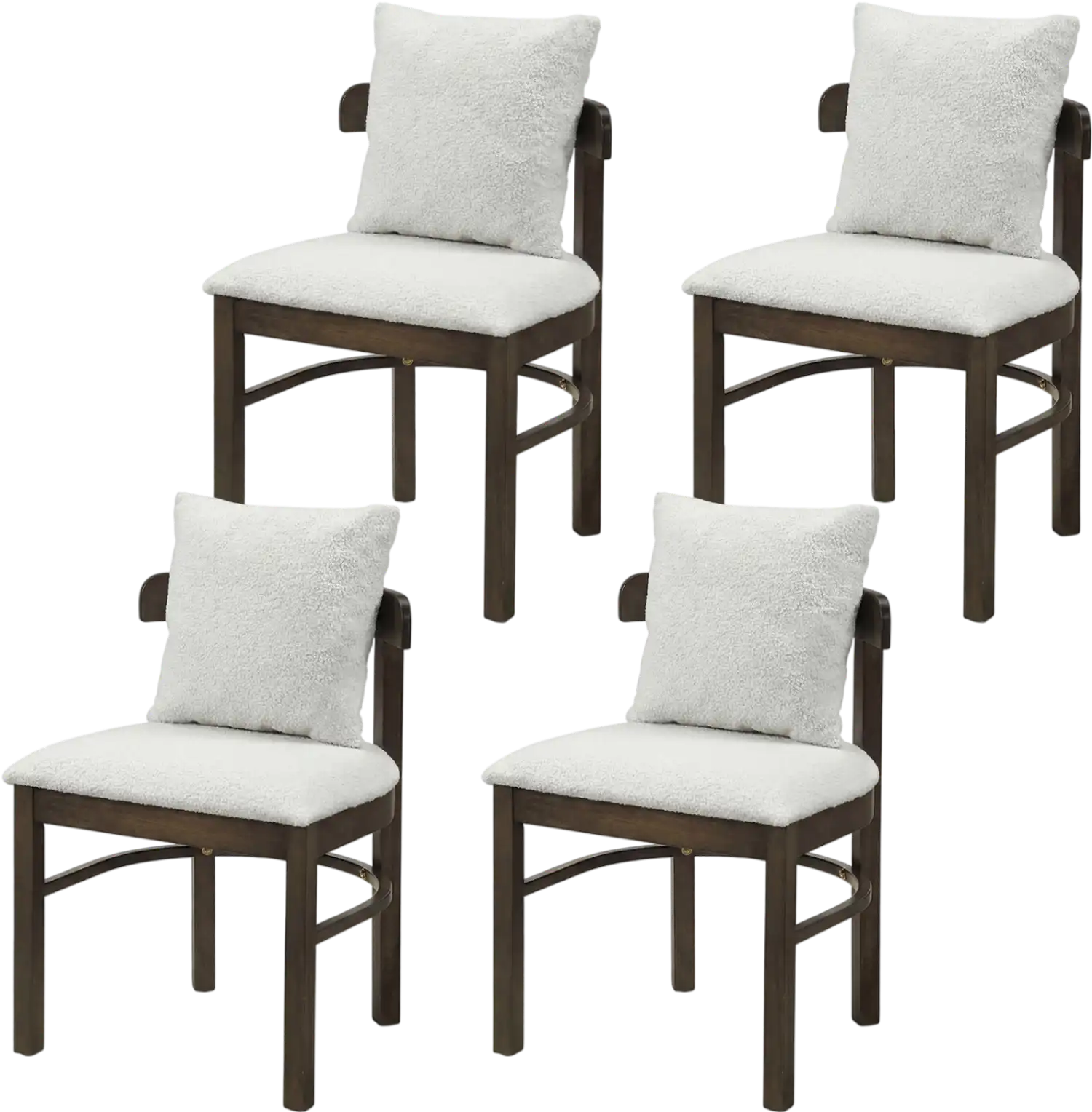 Costway Fabric Upholstered Wood Dining Chairs Set of 4 Removable Pillow 43313620 New