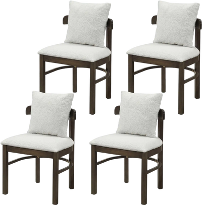 Costway Fabric Upholstered Wood Dining Chairs Set of 4 Removable Pillow 43313620 New