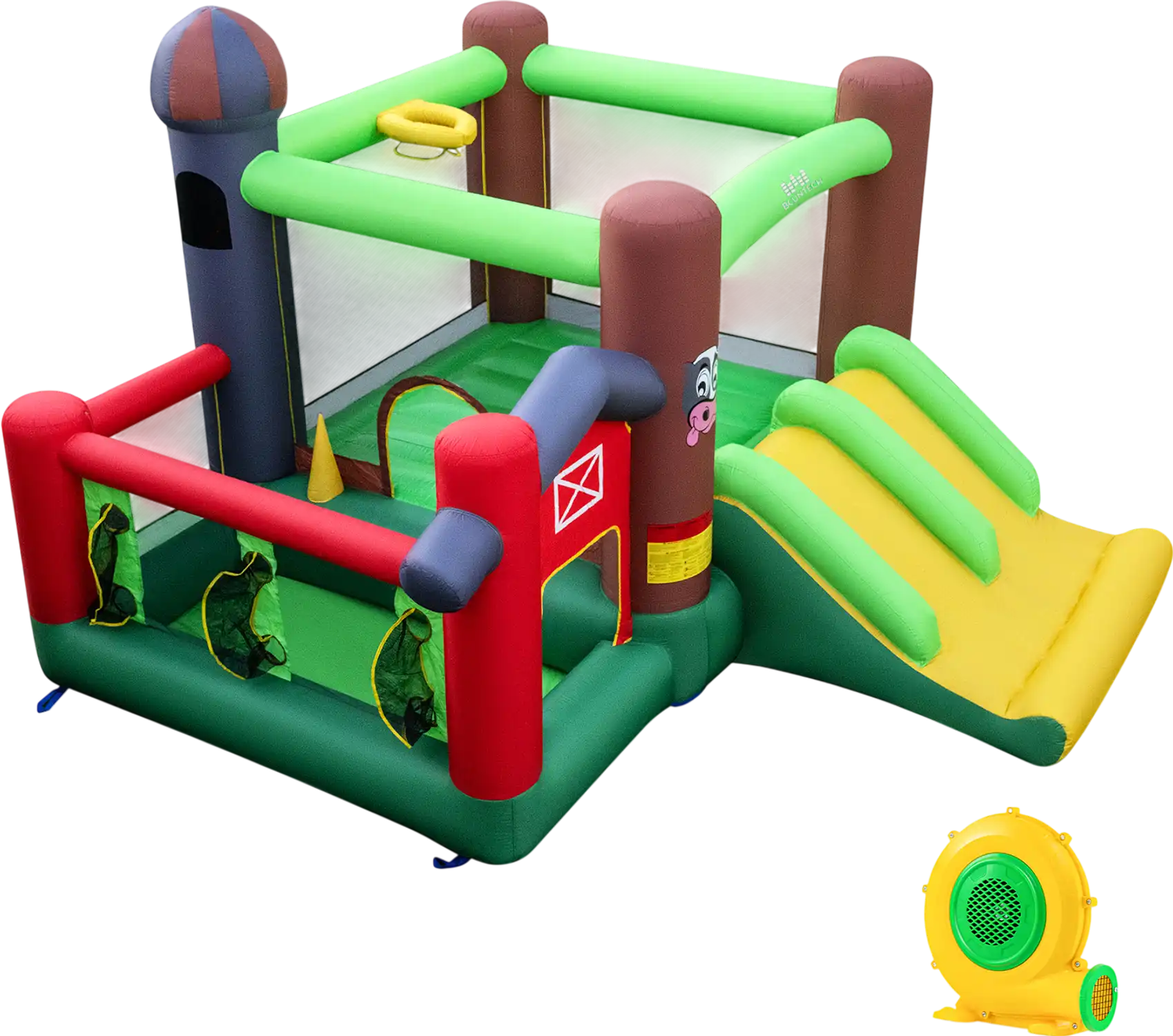 Costway 6-in-1 Kids Inflatable Bounce House Castle Slide Trampoline w/ 680W Blower 54968173 New