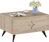 Farmhouse accent coffee table in natural wood with storage, featuring a stylish design and ample space for decor and.