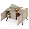 Farmhouse accent coffee table with natural wood texture, featuring ample storage and a wide tabletop for versatile use.