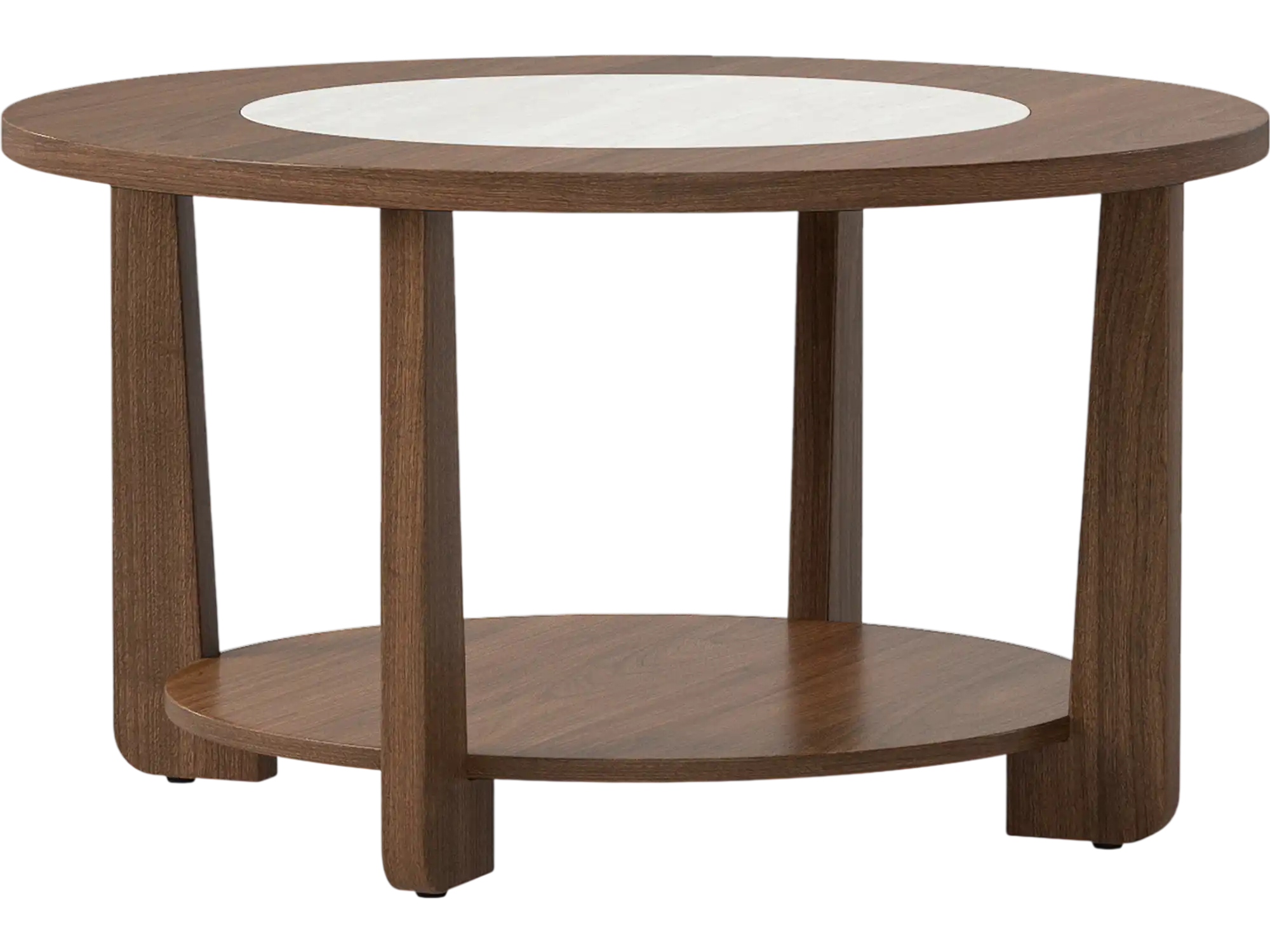 Costway Farmhouse Round Coffee Table 2-Tone Open Shelf 27236398 New