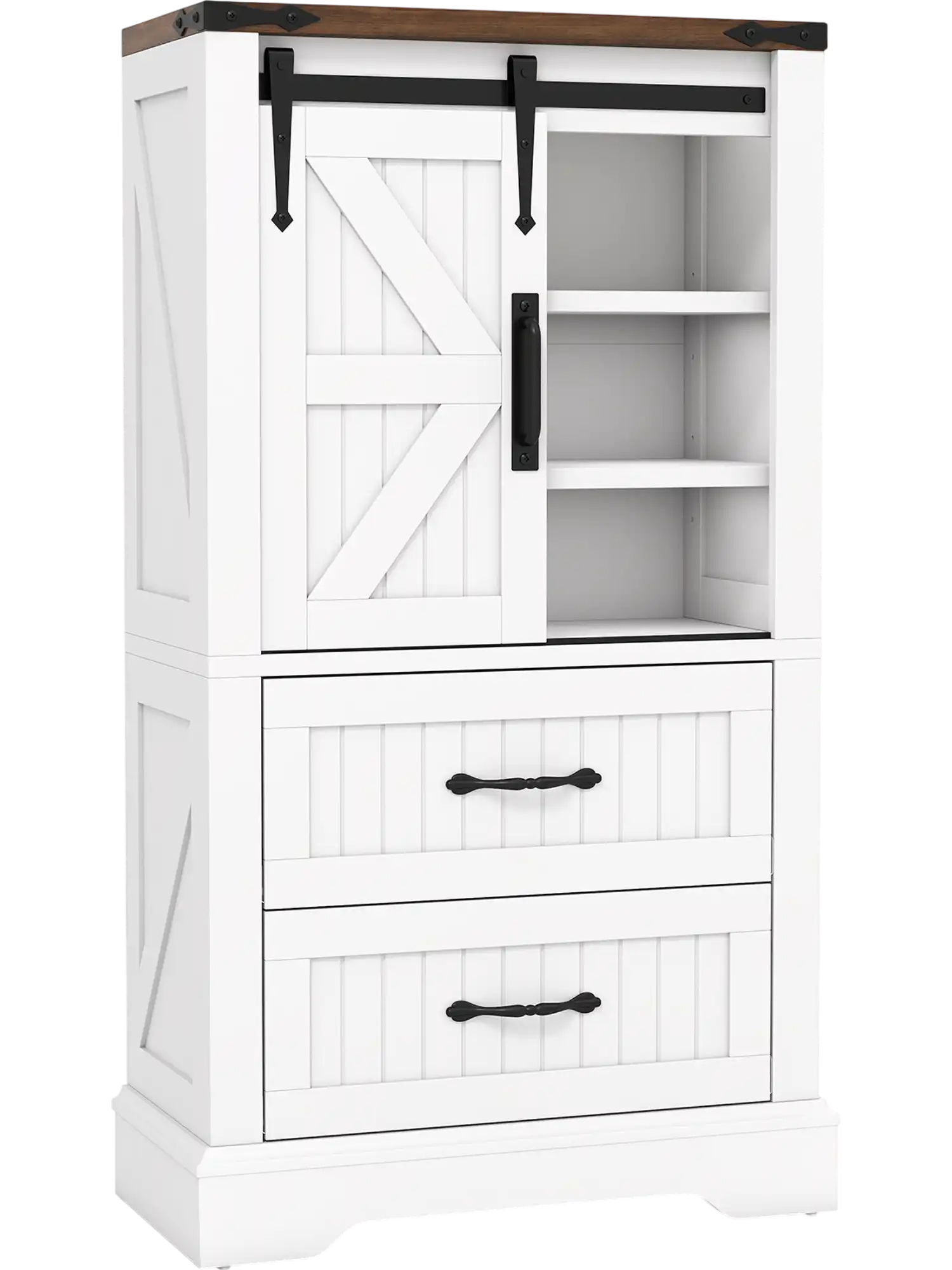Costway Farmhouse Bathroom Floor Storage Cabinet Freestanding Wooden Organizer 33694385 New