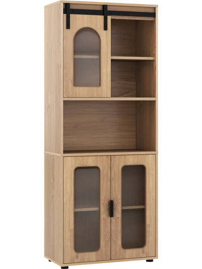 Costway Farmhouse Bathroom Floor Storage Cabinet Sliding Barn Door 31729879 New