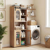 Farmhouse Bathroom Floor Cabinet with Sliding Barn Door-Natural - Gallery View 1 of 9