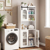 Farmhouse Bathroom Floor Cabinet with Sliding Barn Door-White - Gallery View 1 of 9