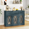 Farmhouse Buffet Sideboard 3-Door Kitchen Storage Cabinet with 2 Drawers-Turquoise - Gallery View 1 of 10