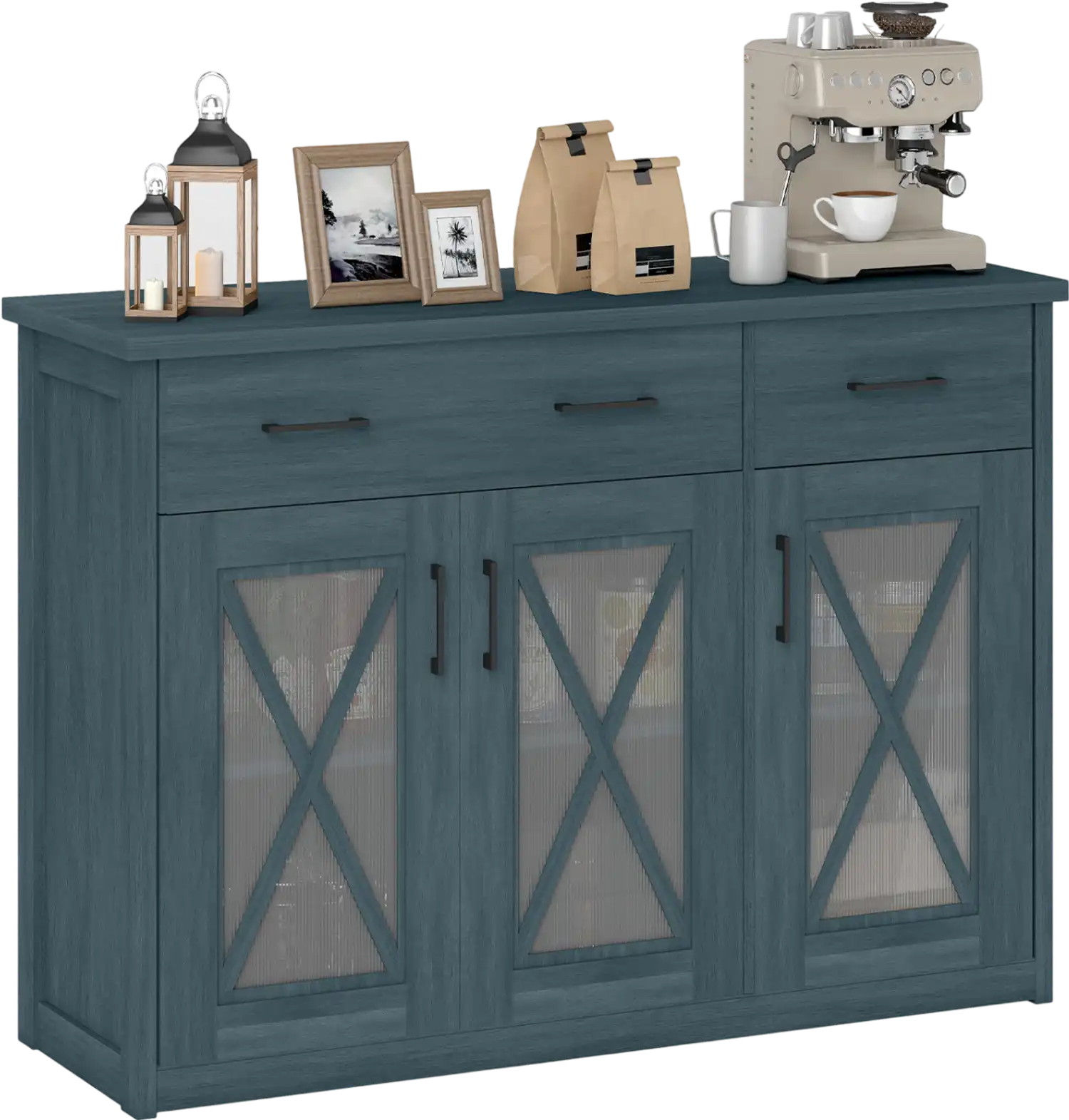 Costway Farmhouse Buffet Sideboard 3-Door Kitchen Storage Cabinet 2-Drawer 16264634 New