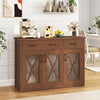 Farmhouse Buffet Sideboard 3-Door Kitchen Storage Cabinet with 2 Drawers-Brown - Gallery View 1 of 10