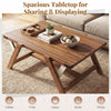 Farmhouse center table in walnut with spacious tabletop, decorative nailhead accents, ideal for living room gatherings.