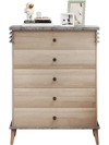 Tall farmhouse chest dresser in grey with five drawers and a sturdy top, perfect for stylish storage in any room.