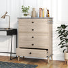 Tall farmhouse chest dresser in grey with five drawers, solid rubber wood legs, and stylish design for versatile.