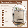 Tall farmhouse chest dresser in grey with a wide cabinet top and 5 pull-out drawers for versatile storage solutions.