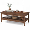 Rustic walnut farmhouse coffee table with thickened tabletop, featuring 2-tier storage and elegant wood grain design.