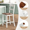 Farmhouse dining bar stool with solid rubber wood frame, curved backrest, and non-slip footpads for comfort and.