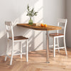 Farmhouse dining bar stool set of 2 with solid rubber wood frame, featuring a smooth surface and high curved backrest.